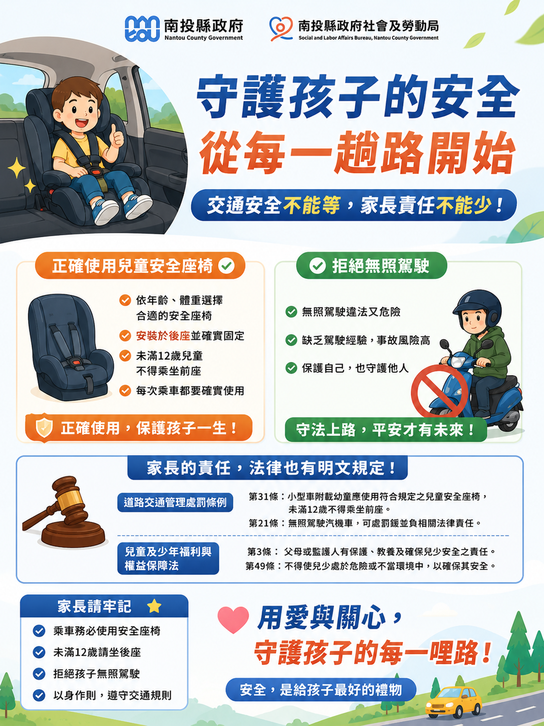 相關圖片1-暑假將至 南投縣政府呼籲落實兒少交通安全 勿讓一時疏忽釀成終身遺憾