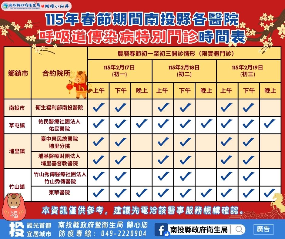 圖片-春節防疫不打烊，快樂出遊不馬虎 縣府衛生局籲打疫苗健康過好年