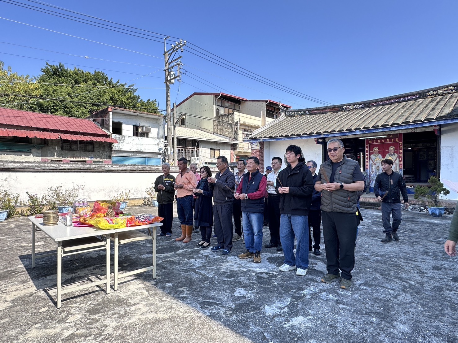 相關圖片3-「南投縣縣定古蹟草屯燉倫堂外牆及柱體局部修繕工程」於今（115）年一月十三日開工祈福。