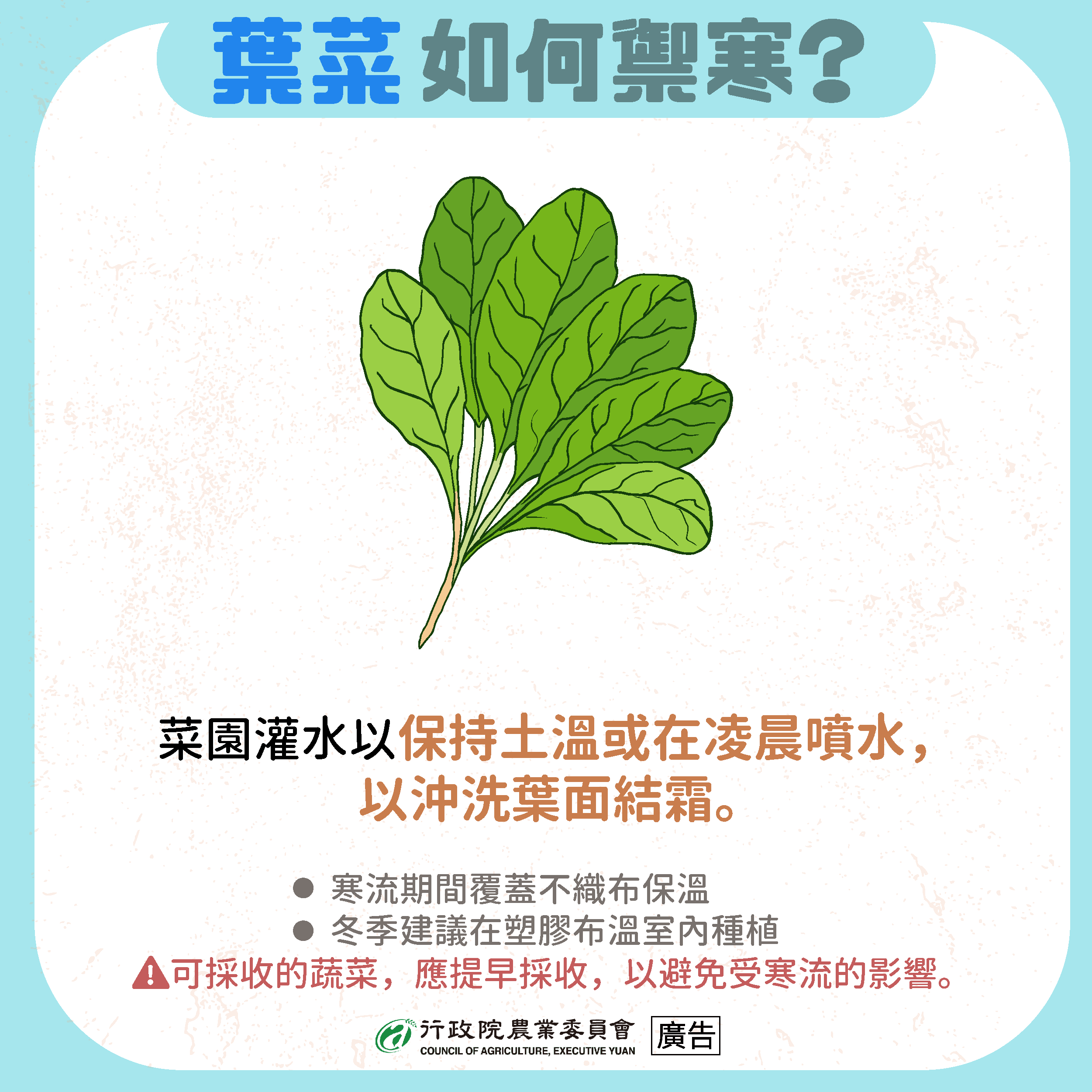 相關圖片2-6日起強烈大陸冷氣團南下 縣府農業處籲請農友採取防範措施以減少損失