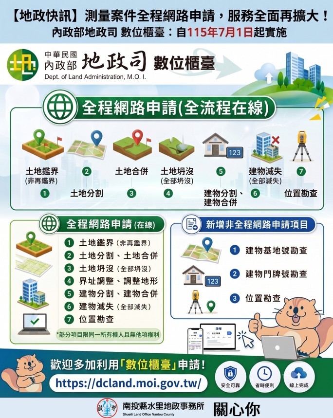 圖片-測量案件全面升級！內政部數位櫃臺『全程網路申請』更便利