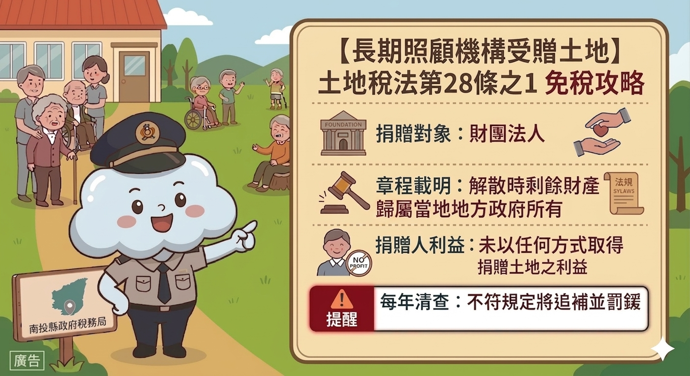 圖片-長照機構符合條件者可適用受贈土地免徵土地增值稅規定