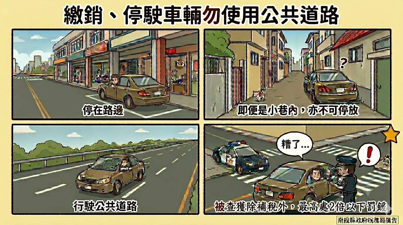 圖片-停駛、繳銷車輛使用公共道路被查獲將受罰