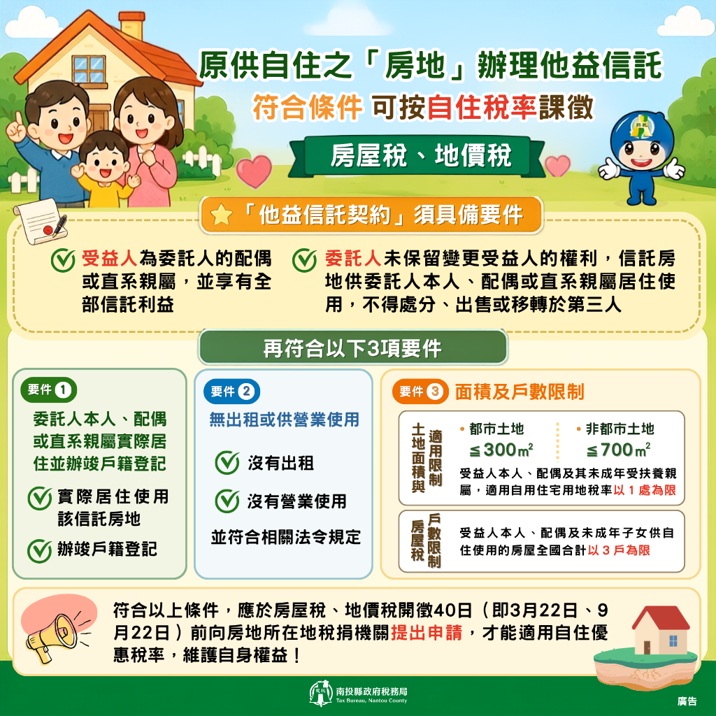 圖片-他益信託符合特定要件可按自住稅率課徵房屋稅及地價稅